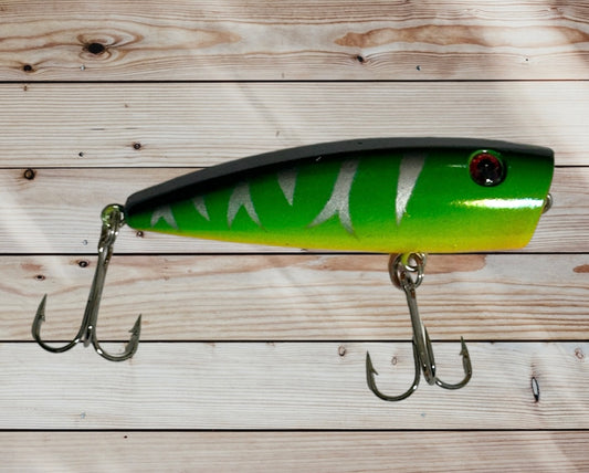 Green With White Stripes Popper Lure